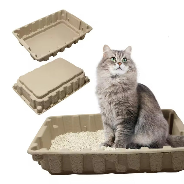 Litière de voyage jetable et écologique pour chats | Paquet de 10 bacs biodégradables anti-fuites