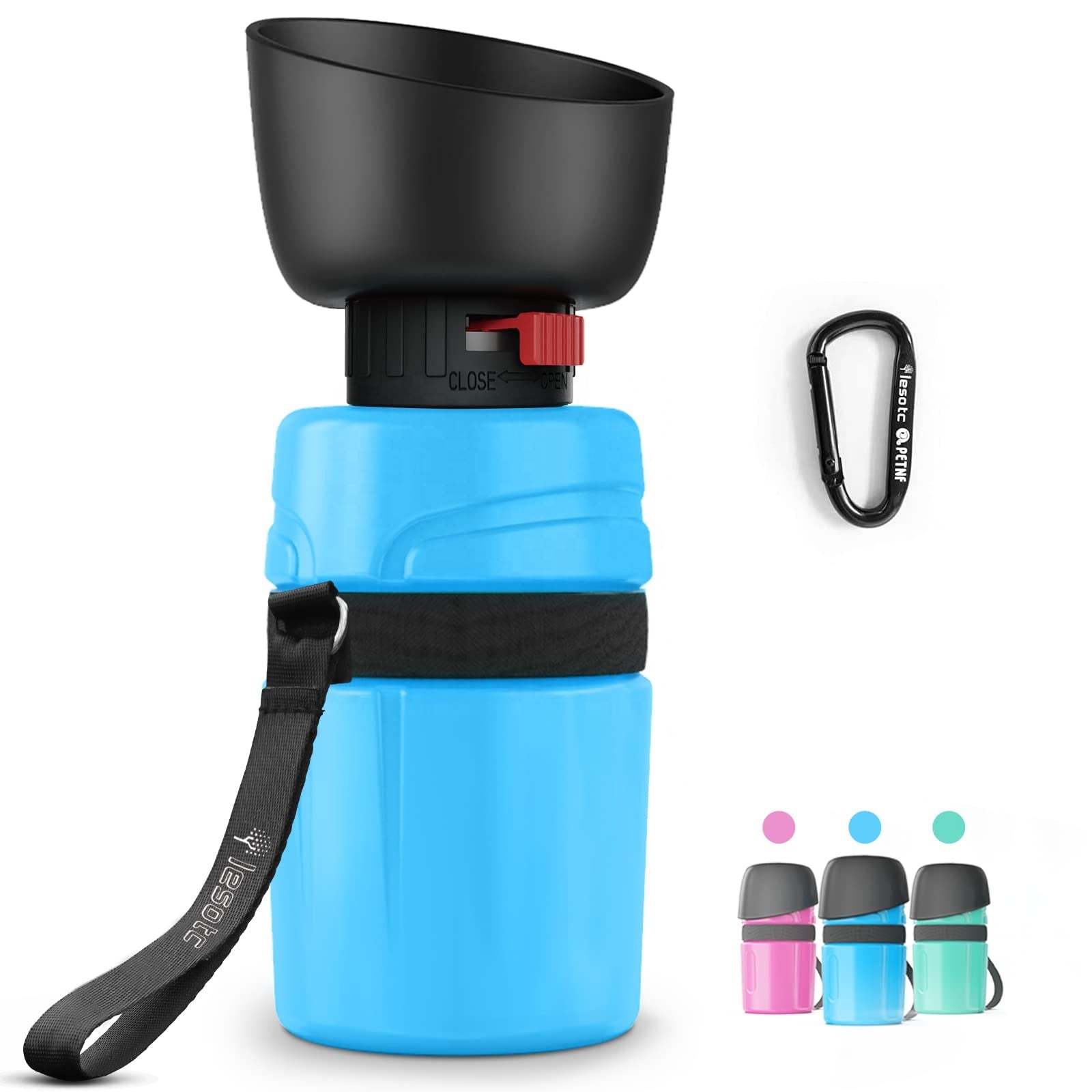 Portable Leak-Proof Pet Water Bottle with Carabiner