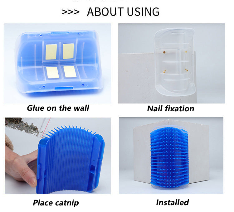 Cat Wall Corner Self-Groomer & Massage Brush