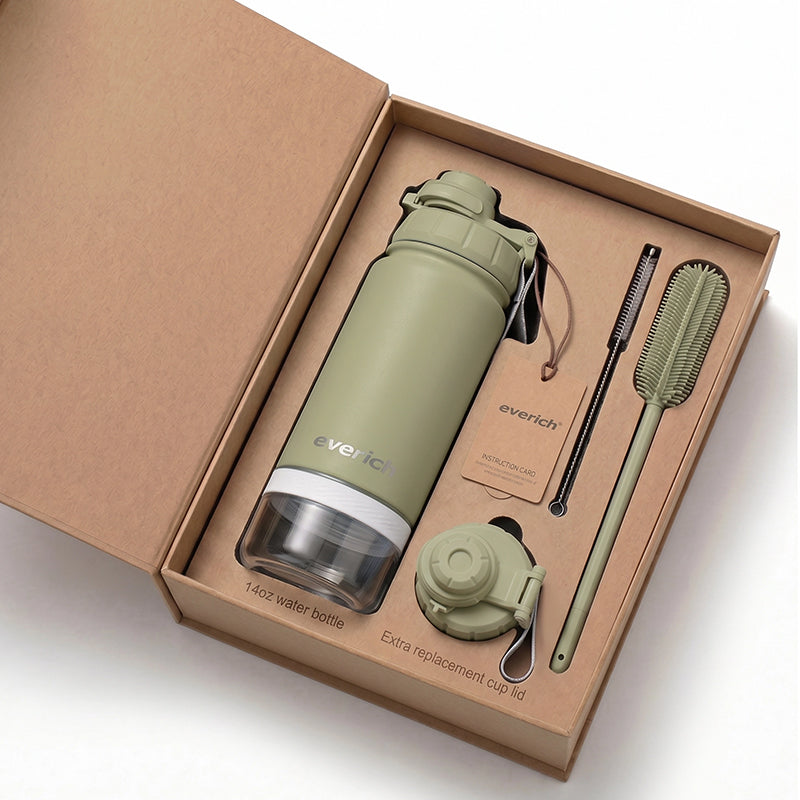 10oz Premium Edelstahl Trinkflasche für Hunde - Isolierter Reise-Wasserspender mit integriertem Silikon-Napf