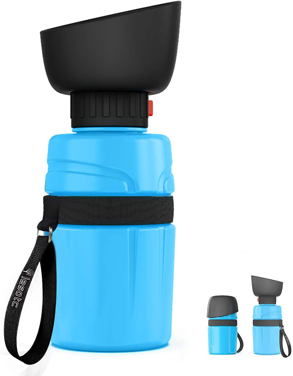 77oz/2.2L extra große tragbare Hundewasserflasche – auslaufsicherer Reisespender mit ausziehbarem Napf für Camping & Wandern